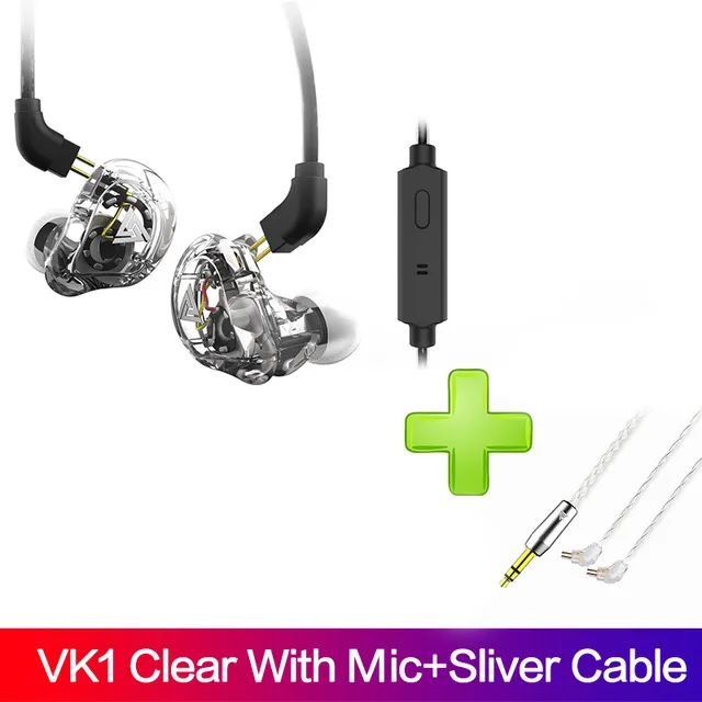 wht mic silver QKZ VK1 4 драйвера в ухо наушники 4 динамические арматурные наушники HiFi Спорт бас гарнитура шумоподавление в ухо наушники - Цвет: wht mic silver