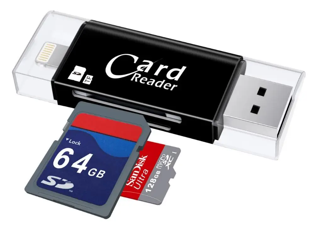 Черный Kismo 3 в 1 USB2.0 карта памяти OTG флеш-накопитель Micro SD TF карта, карта памяти Micro SD для устройства чтения sd-карт для iPhone 5 5S 6 7 8 X S6 S7 край - Цвет: Черный