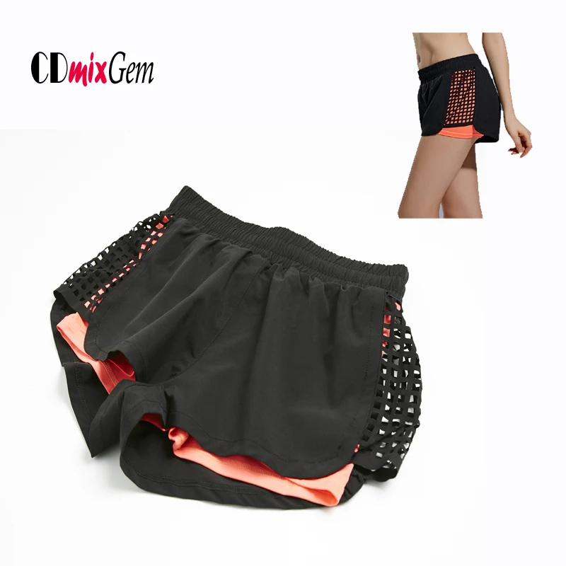 Summer Women Sport Fitness Yoga Shorts 2 In 1 Athletic Cool Ladies Running Short Clothes Jogging QY |
