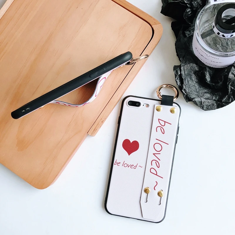 For iPhone X Case Love Heart Wristband Soft 8 7 6 6S Plus Slim Protective Cover iPhone8 Korean Fashion |