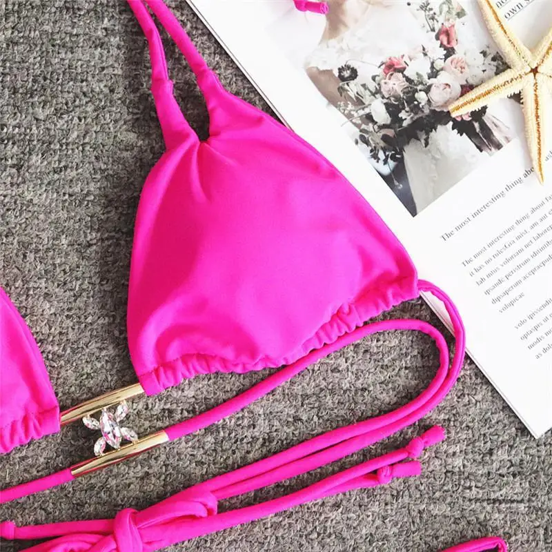 Mujer New Crystal Bikini Sexy Thong Swimsuit Beachwear String Summer High Cut Brazilian Swimwear Women Push Up Bathing Suit
