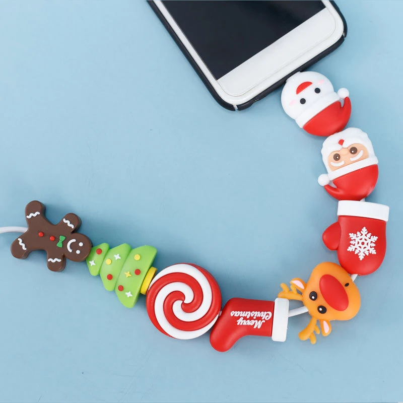 8 шт./компл./Рождественский узор кабель провод животное укус зарядное устройство