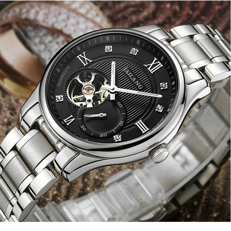 AILANG Tourbillon Мужские часы люксовый бренд Мужские часы автоматические часы алмаз Relogio синий сапфир механические часы