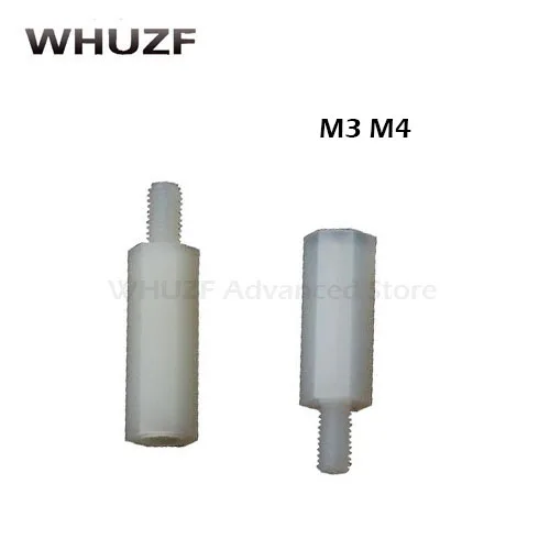 50PCS/LOT White Plastic Nylon M3 M4 Hex Column Standoff Spacer Screw Stand-off M3 Hex Screw Male M3/4*5/6/8/10/12/15/20/25mm+6