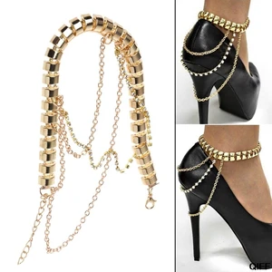 Цепочка на ногу на высоких каблуках, золотое украшение, украшение для женщин, многослойная подвеска, цепочка на лодыжку, свадебные аксессуары