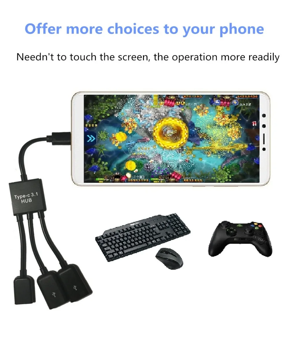 3 в 1 Type C к Micro USB 2 0 хост зарядного устройства OTG хаб кабель адаптер для BlackBerry