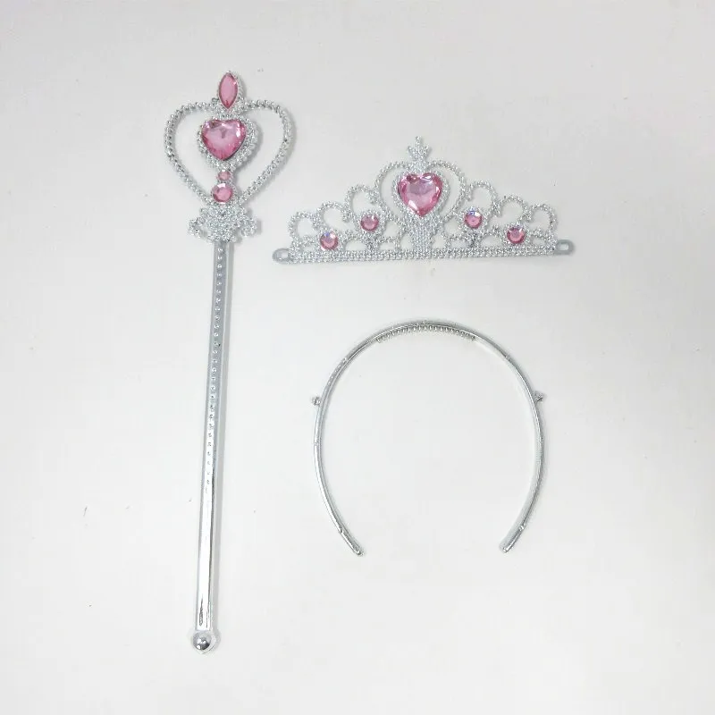 red Для девочек 2 шт./компл. Принцесса Эльза \'s Tiara аксессуары для детей Алмазные коронки+ Эльза волшебные палочки для девочек для рождественской вечеринки, подарок на праздник - Цвет: red