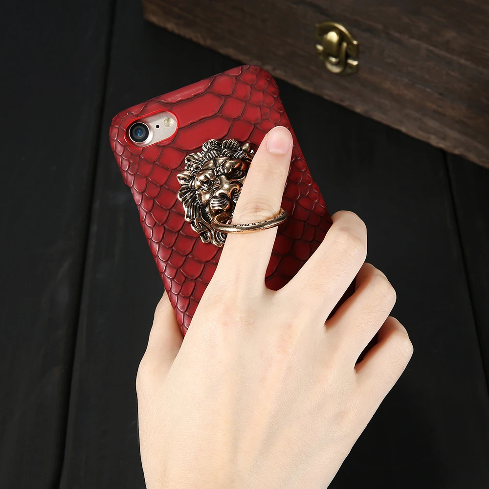 Kisscase стенд держатель чехол для iPhone 6 6s 7 8 plus палец кольцо голова льва PC Чехол S