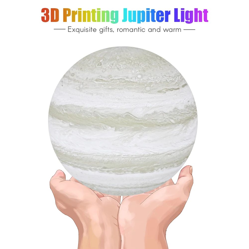 

3D Printing Night Lamp USB Rechargeable Touching Jupiter Lamp Luminaria Table Desk Night Lamp For Children Bedroom Decor