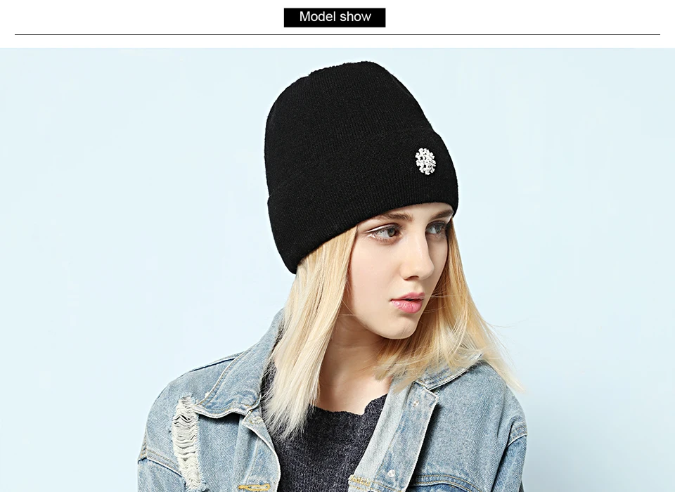 Ralferty/ зимние вязаные шапки из акрила с кроликом для женщин Gorros Bonnets Шапки женская шапка с цветочным украшением Skullies