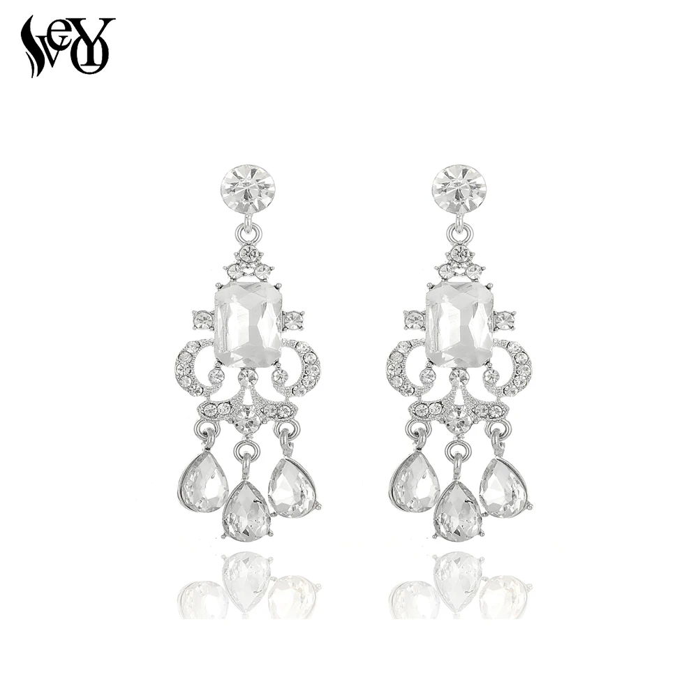 Женские серьги подвески с кристаллами VEYO брендовые подарочные в стиле ретро