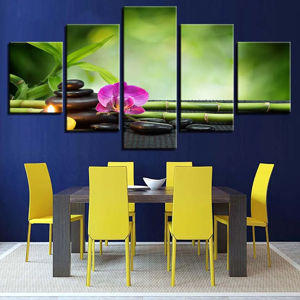 Модульная Картина на холсте HD принты домашний декор камень 5 шт. Бамбуковая стена