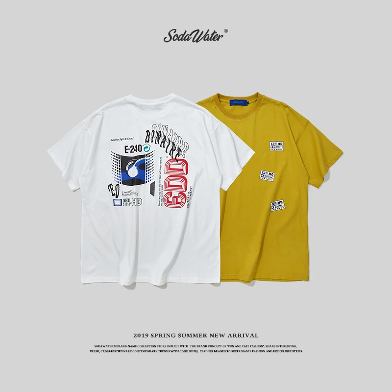 SODAWATER Men Streetwear 2019 Summer Tops Funny T-shirt Clothing Print T shirt Short Sleeve 100% Cotton Male Tshirt 94139SS | Мужская