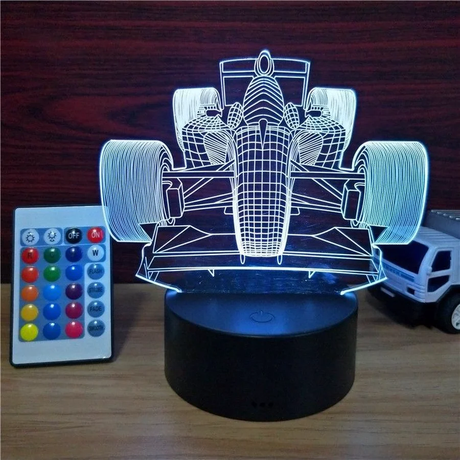 Гоночные автомобили 3D Голограмма Иллюзия светодиодный ночник USB Сенсорное
