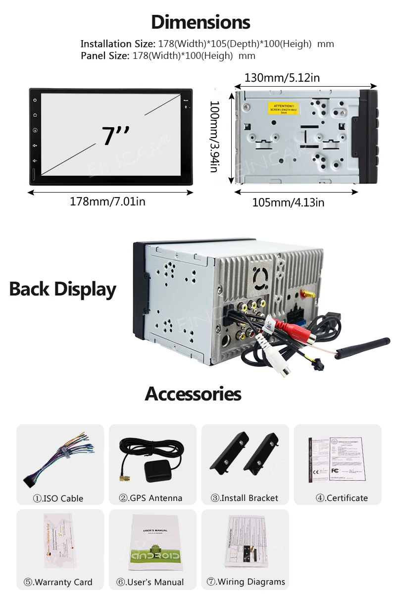 Android 7.1 Car Radio Stereo Bluetooth Player with Octa Core 7 Inch Touch Screen 2 Din GPS Navigation Multimedia | Автомобили и