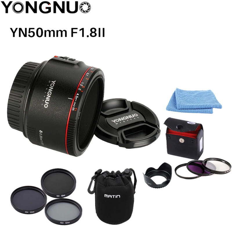 Объектив YONGNUO YN50mm F1.8 II с большой апертурой и автофокусом для Canon с эффектом боке объектив камеры для Canon EOS 70D 5D2 5D3 600D DSLR