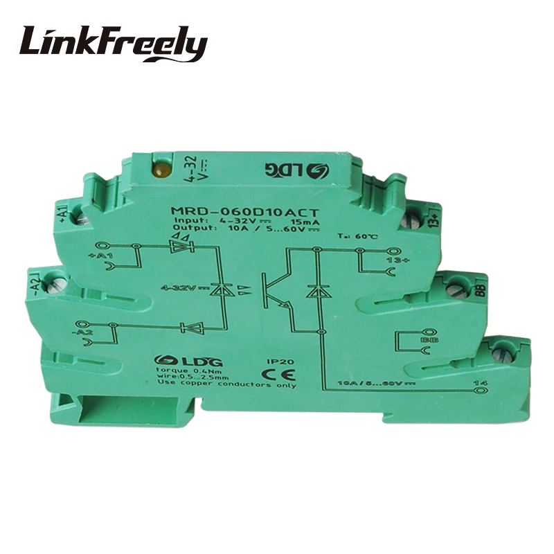 MRD-060D10ACT Mini PLC интерфейс твердотельный релейный модуль 10A 24-280VAC выход вход: 5 в 12 В 24 В DC SSR реле напряжения DIN рейка