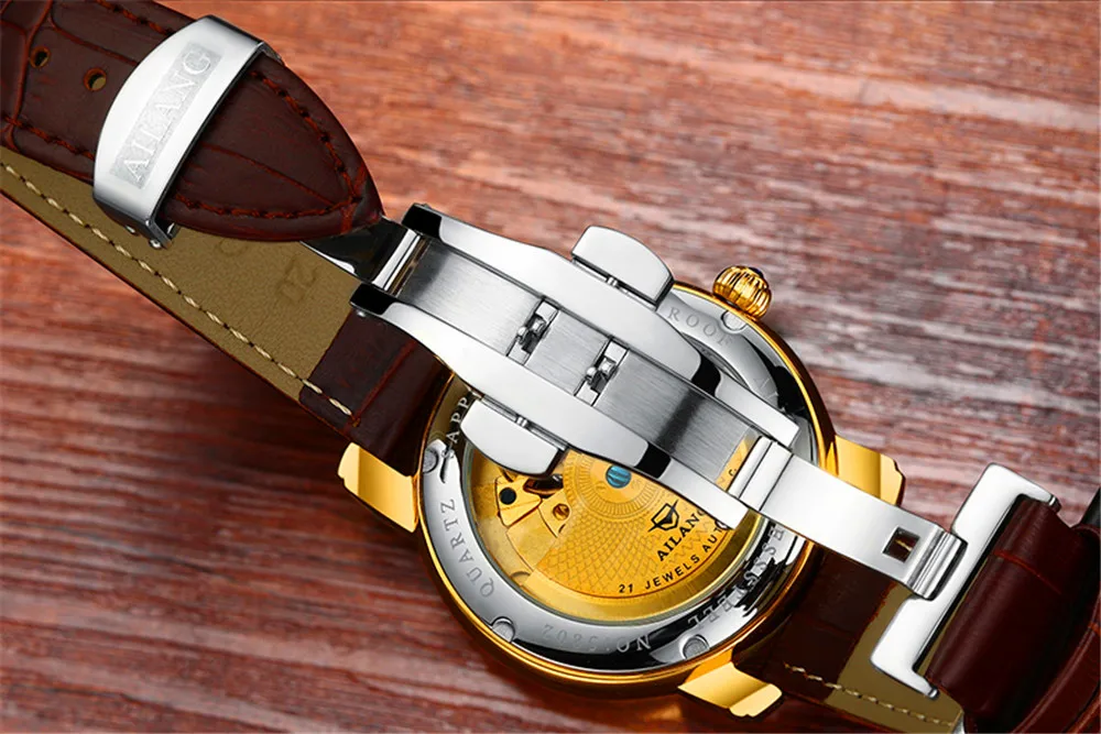

AILANG Men's Watches Top Brand Luxury Automatic Mechanical Watches Tourbillon Leather Leisure Business Watch relojes HOMBRE