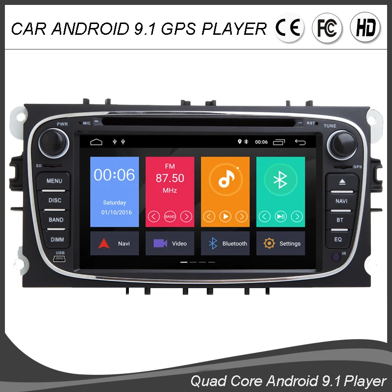 Двойной Din 7 ''Android 9 0 четырехъядерный автомобильный DVD GPS плеер для FORD Focus Mondeo C MAX