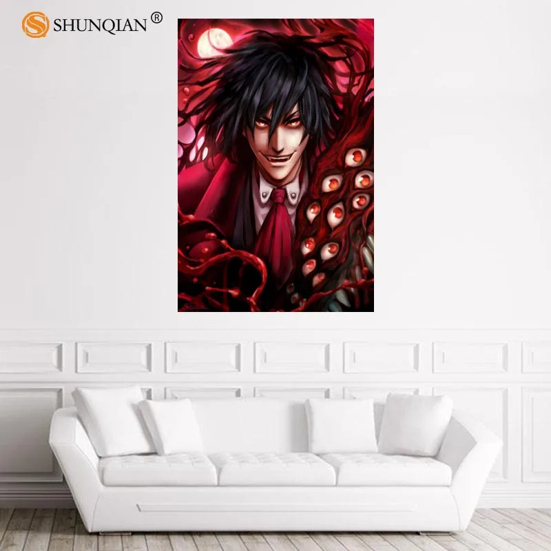 Красивый постер HELLSING атласный на заказ тканевый настенный с принтом из шелковой