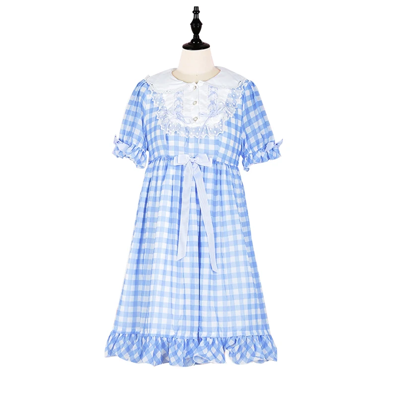 Весеннее мягкое кружевное клетчатое платье в стиле пэчворк для девочек милое
