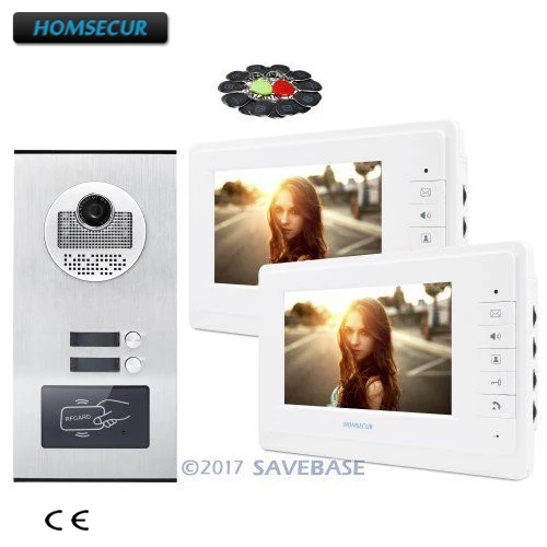HOMSECUR 7 &quotмульти Квартира видео дверной звонок безопасности Интерком + бесшумный