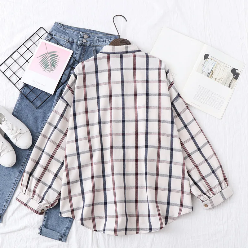 Женская хлопковая блузка OMCHION Повседневная Свободная большого размера с длинным