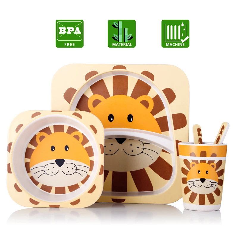 5 шт./Партия набор детской посуды бамбуковое блюдо с чашей чашка ложка вилка