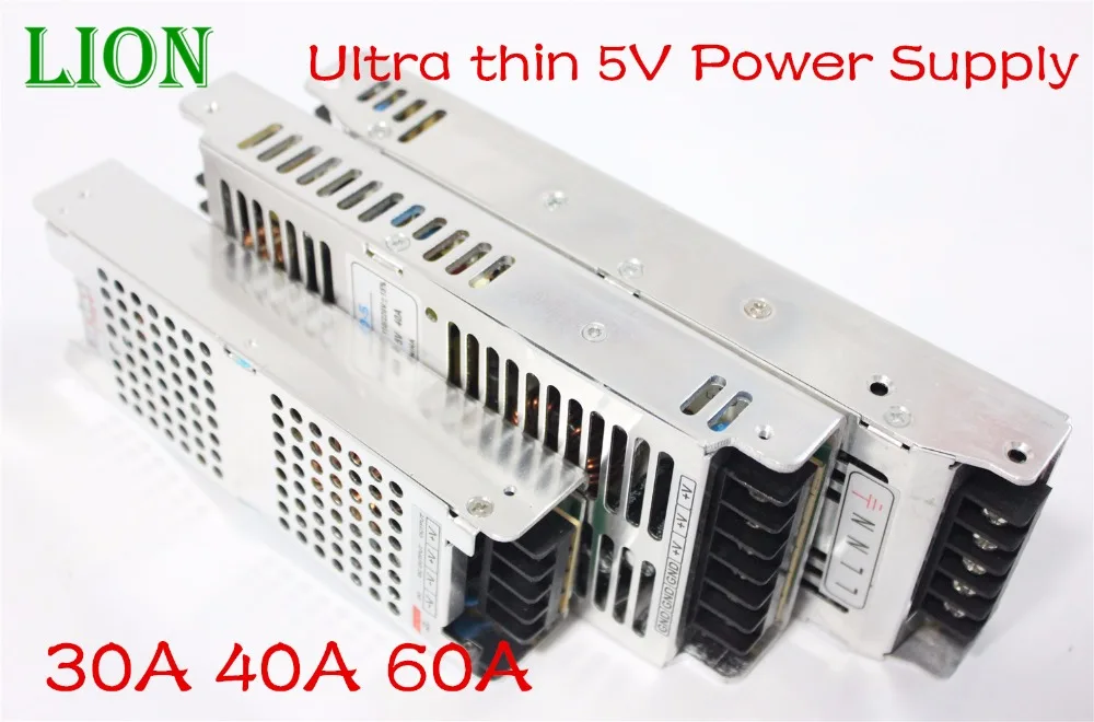 Ультра тонкий DC5V 30/40/60A 150/200/300 Вт СВЕТОДИОДНЫЙ Источник Питания Зарядное