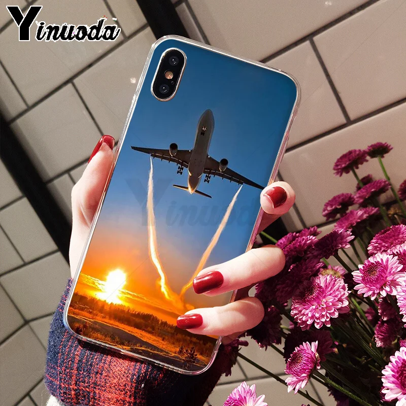 Yinuoda Airplane At The Sunrise Airplane мягкий чехол из ТПУ для телефона iPhone 6S 6plus 7 7plus 8 8Plus X Xs MAX 5 5S XR