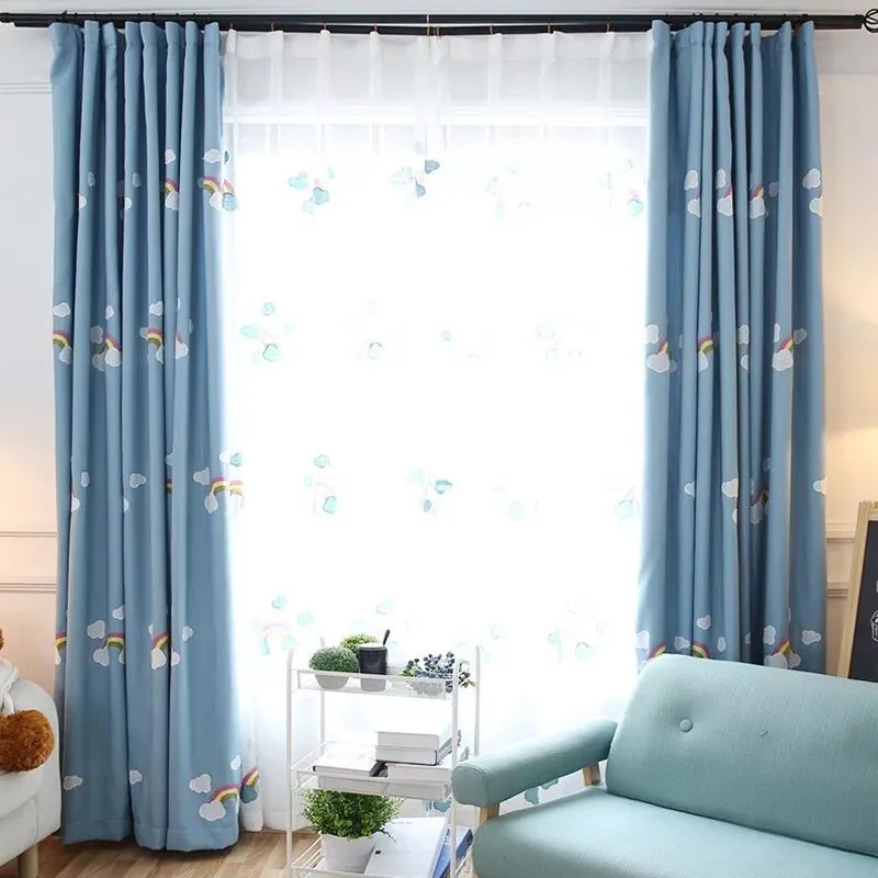 Шторы XYZLS в Корейском стиле с рисунком радуги для детской комнаты синие