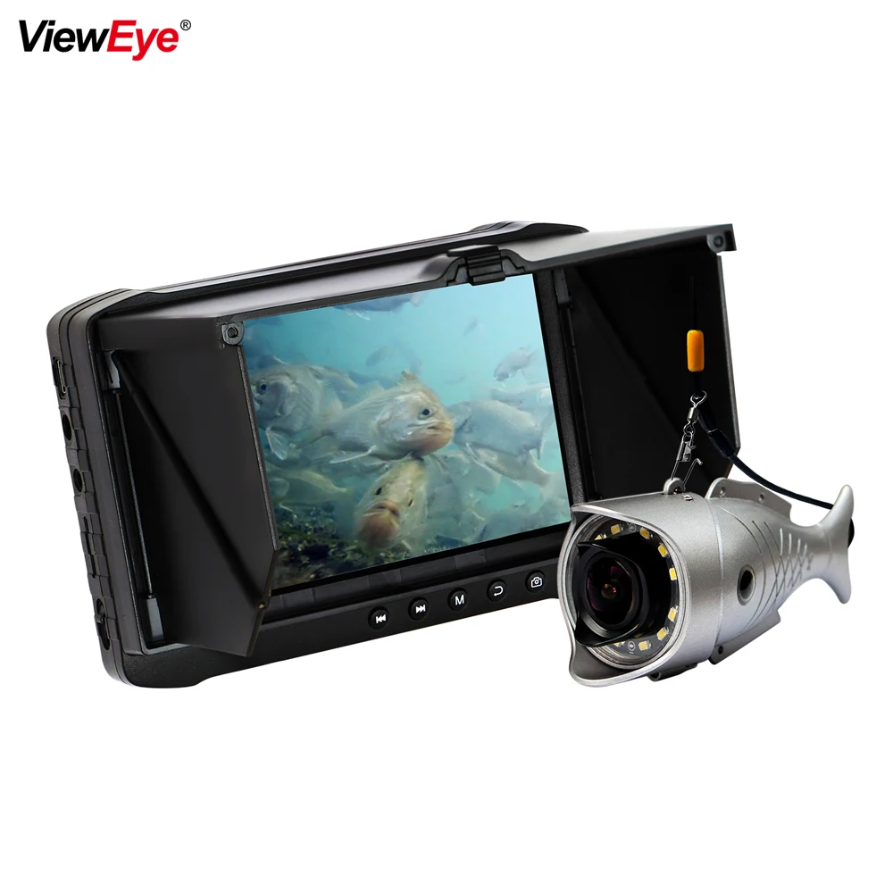 ViewEye 5 дюймов видео рыболокатор рыболовный чемодан для камеры Full HD 1080P зимняя ледовая Рыбалка 12 яркий белый светодиодный вкл/выкл эхолот