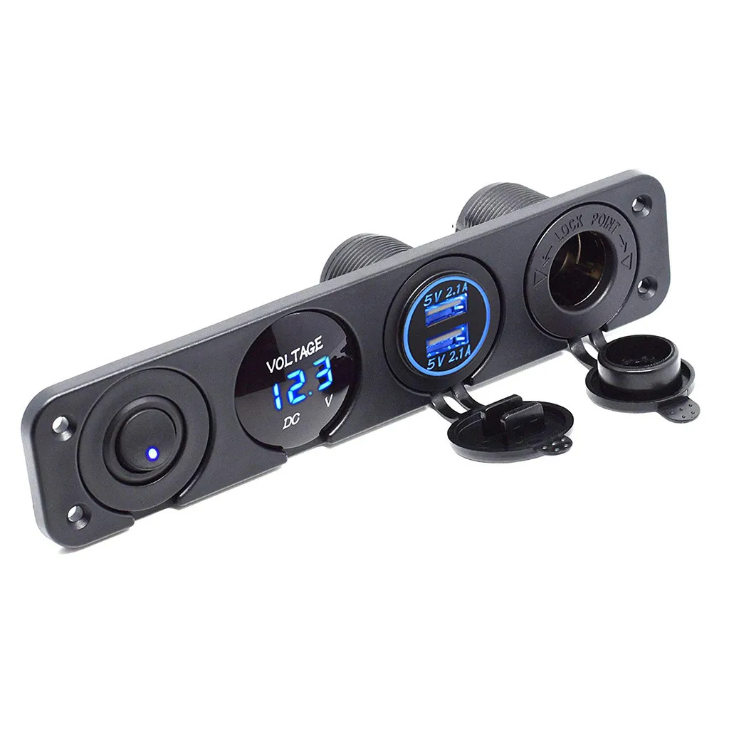 Двойное зарядное устройство USB 4.2A светодиодный вольтметр 12 В розетка питания вкл.