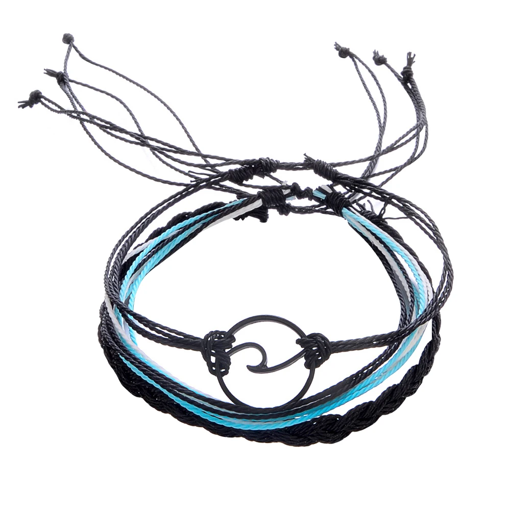 2020 New Arrival 3Pcs/Set Multilayer Charm Boho Braided Wave Circle Rope Bracelet Wristband Women Wrist Chain Jewelry Gift | Украшения и