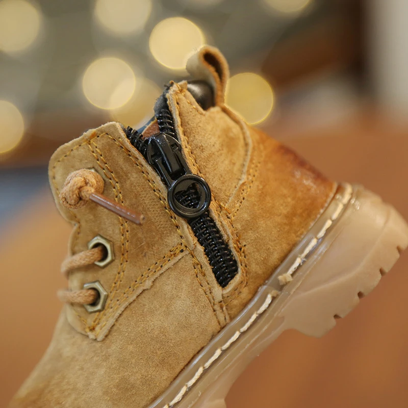 New 1-3 Years Old Kids Fashion Martin Boots Toddler Shoes Genuine Leather Mustard Boot Suede Moccasins Baby First Walkers