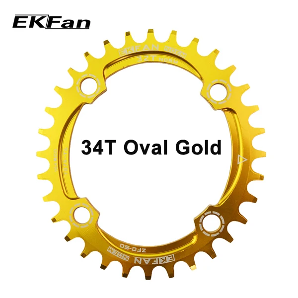 34T Oval Gold Новая велосипедная Звездочка EKFan 104BCD 32 T/34 T/36 T узкая широкая круглая овальная велосипедная Звездочка 7075-T6 MTB велосипедная круглая шатунная пластина - Цвет: 34T Oval Gold
