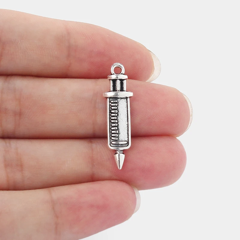 

20pcs Fashion Medical Nurse Stethoscope Syringe Pendants DIY Necklace Jewelry Findings Making 36.5x28mm