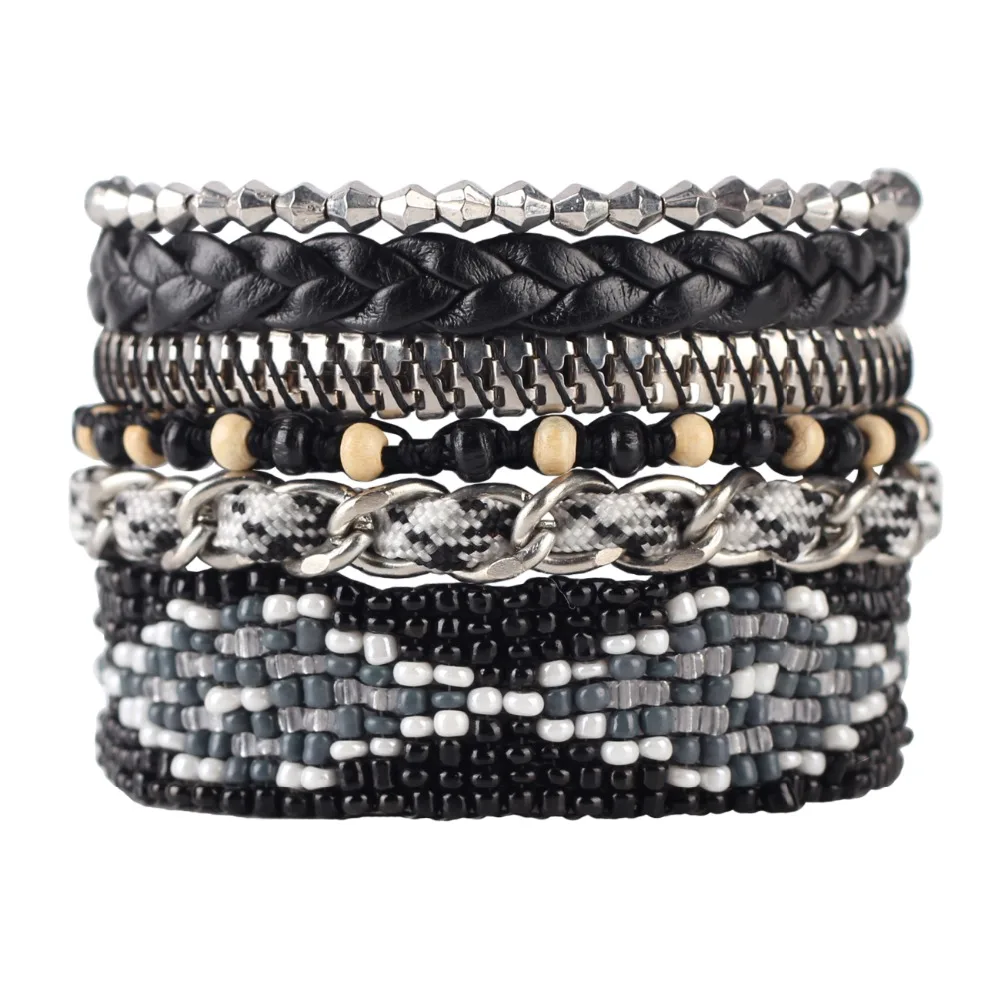 Женский многослойный браслет Newei плетеный ручной работы из бусин|bangle jewelry|handmade