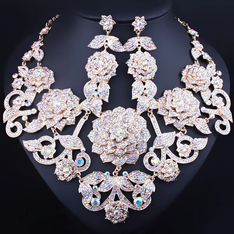 Ожерелье и серьги с 3D цветами ручная роспись|necklace earring set|earrings setfashion earrings set |