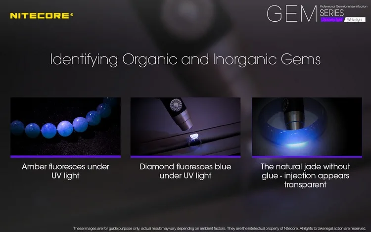 Скидка NITECORE GEM10 нефритовый ювелирный антикварный светильник CREE XP-L HI V3 светодиодный идентификационный светильник с драгоценным камнем без батареи 18650