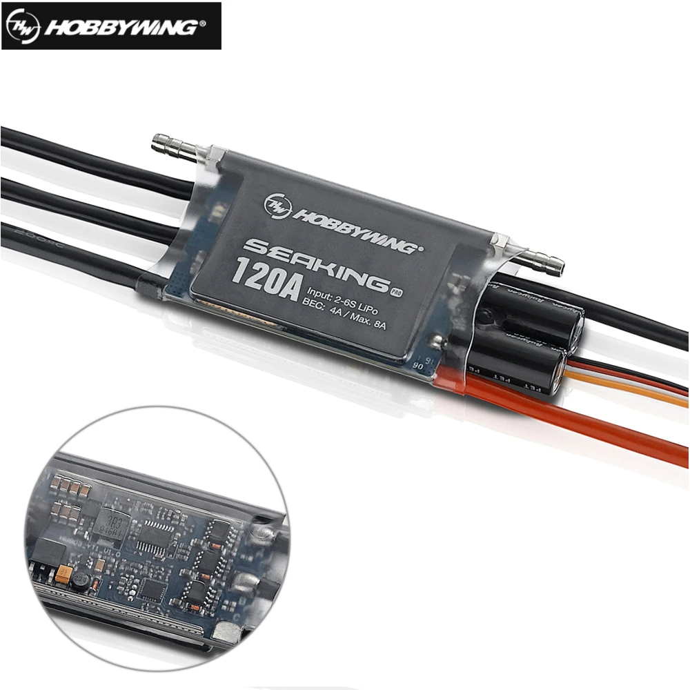 Hobbywing Seaking Pro 120A водонепроницаемый бесщеточный ESC для лодок SeaKing (профессиональное