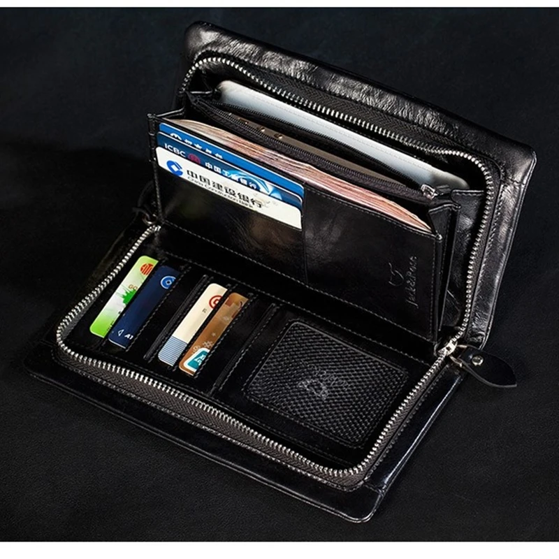 Новый мягкий мужской кошелек из натуральной кожи с воском Длинный дизайнерский