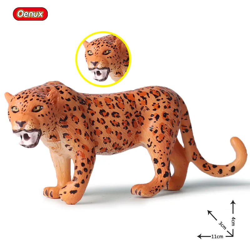 Jaguar Oenux оригинальные дикие животные Leopard Lion Модель фигурка Альпака Павлин Статуэтки-пауки миниатюрная Коллекция игрушек для детей - Цвет: Jaguar