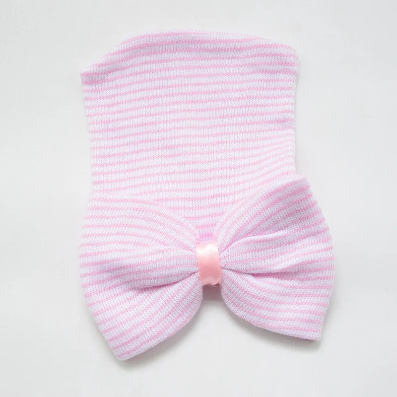 Шапки для малышей Вязаная Шапка-бини с большим бантом маленьких девочек и