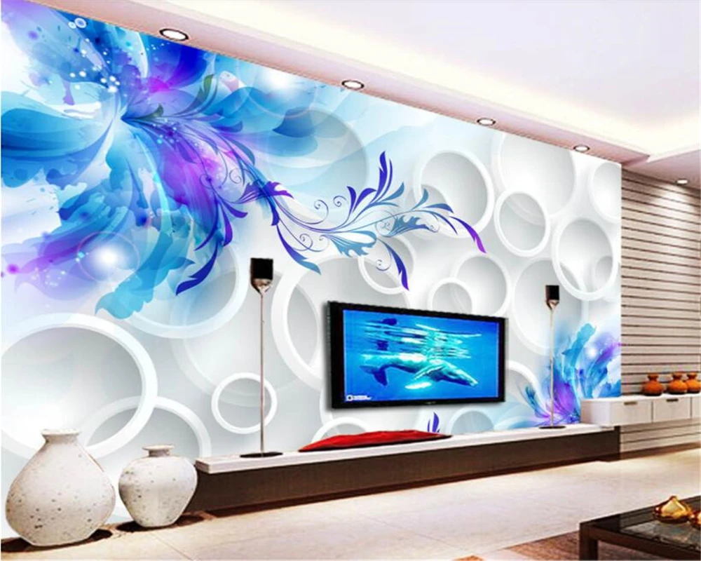 

Beibehang Custom Photo Wallpaper painting Blue lily Wall Murals Living Room TV Sofa Backdrop 3d wallpaper Modern Home Decor Room