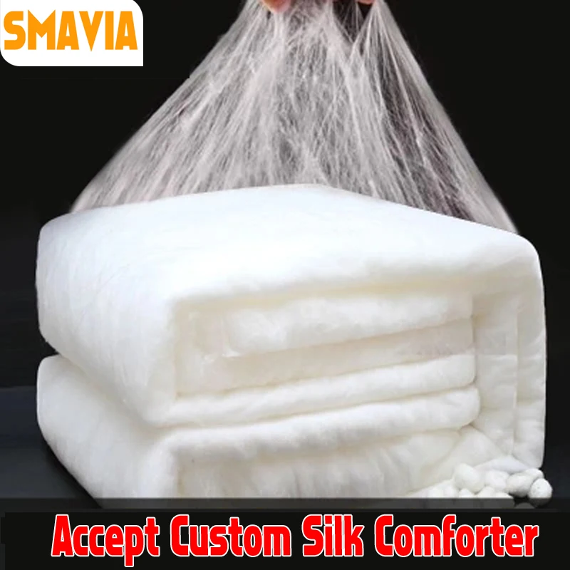 

Китайское одеяло SMAVIA ручной работы из 100% натурального шелка тутового шелкопряда для зимы, лета, осени, весны, с покрытием из 100% хлопка, шелко...