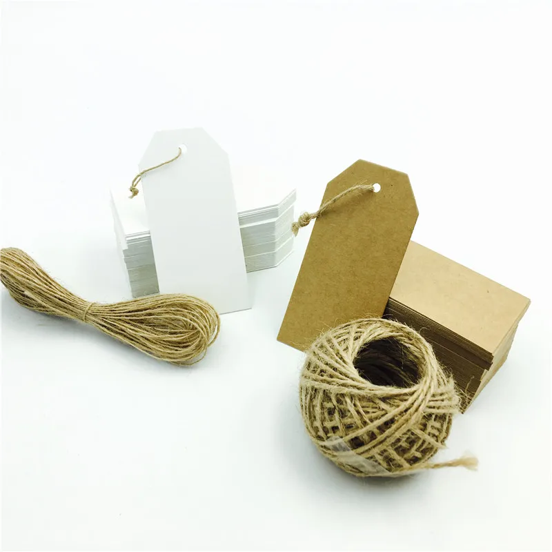 100 шт./лот белый коричневый крафт бумажные бирки в форме трапеции