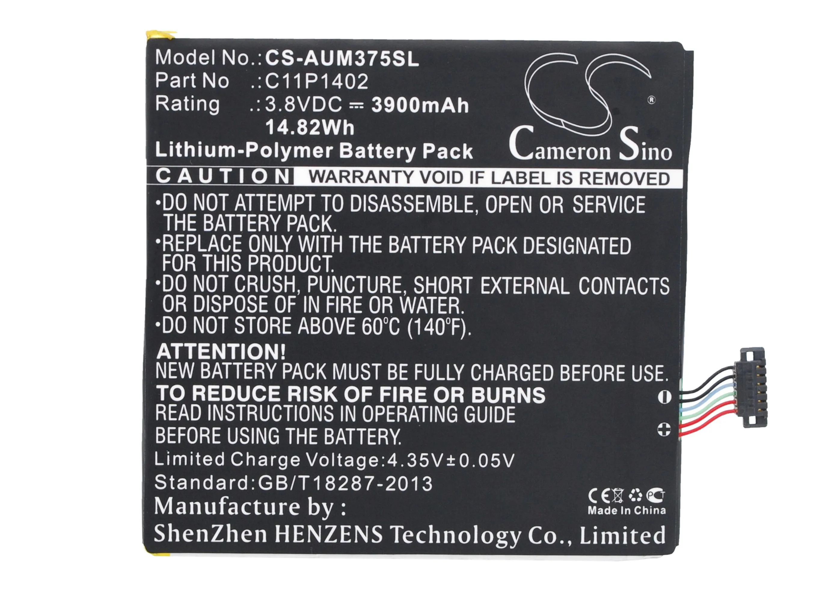 

Cameron Sino 3900mAh Battery C11P1402 for Asus FE375CG, FE375CXG, K019, ME375C, Padpone 7 K019