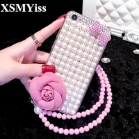 xsmyiss for huaweip8 p9 p10 p20 p30 plus lite mate10 20 pro lite luxury glitter pearl rhinestone bow with flower soft phone case