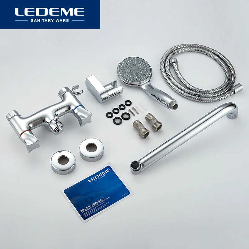 ledeme bathroom bathtub faucets new bath faucet chrome finish mixer tap outlet pipe shower wall mounted shower faucet set l2687 free global shipping